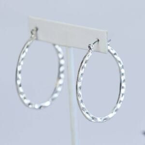 Dee Dee Hammered Hoop Earrings Silver tone